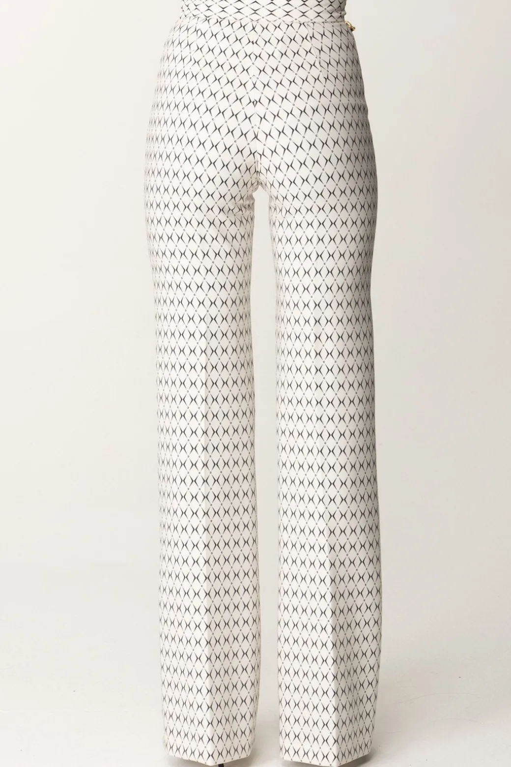 Elisabetta Franchi Pantaloni Stampa Rombo con CatenaBURRO/NERO