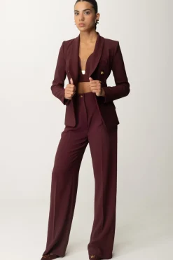 Elisabetta Franchi Pantaloni Dritti con Pinces e LogoROUGE NOIR