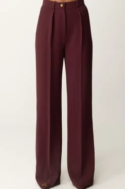 Elisabetta Franchi Pantaloni Dritti con Pinces e LogoROUGE NOIR