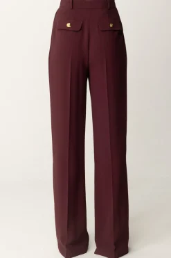 Elisabetta Franchi Pantaloni Dritti con Pinces e LogoROUGE NOIR