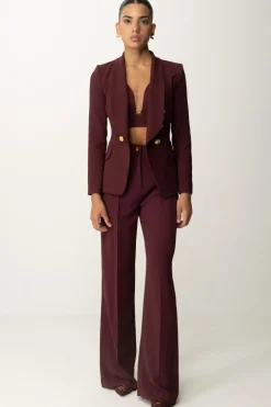 Elisabetta Franchi Pantaloni Dritti con Pinces e LogoROUGE NOIR