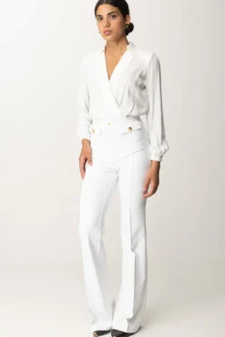 Elisabetta Franchi Pantaloni Stretch con Logo In VitaAVORIO