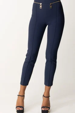 Elisabetta Franchi Pantaloni con Piping e Zip In VitaNAVY