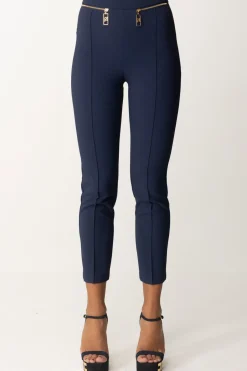 Elisabetta Franchi Pantaloni con Piping e Zip In VitaNAVY