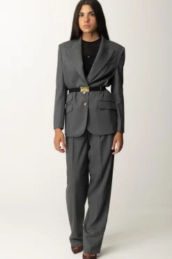 Elisabetta Franchi Pantaloni Ampi In Fresco LanaSTEEL MELANGE