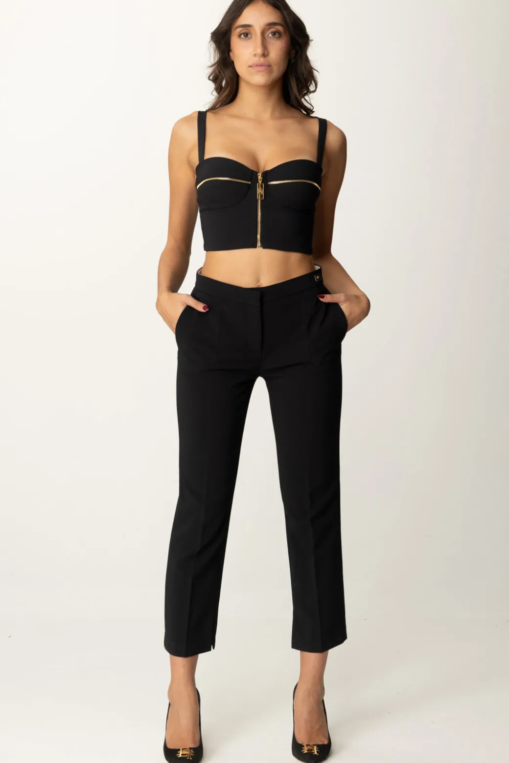 Elisabetta Franchi Pantalone con SpacchettiNERO