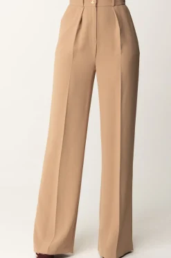 Elisabetta Franchi Pantaloni Dritti con Pinces e LogoCAMEL