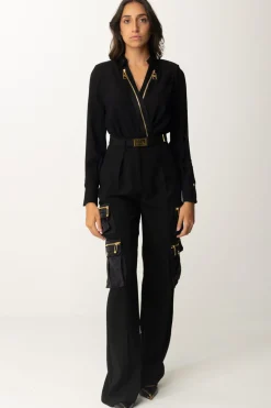 Elisabetta Franchi Pantaloni con Tasche e CinturaNERO