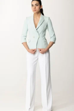 Elisabetta Franchi Pantalone Dritti con CinturaAVORIO