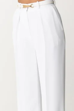 Elisabetta Franchi Pantalone Dritti con CinturaAVORIO