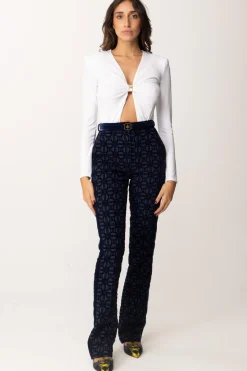 Elisabetta Franchi Pantaloni con Stampa Flock e CinturaNAVY