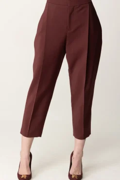 Elisabetta Franchi Pantaloni Crop In Fresco Lana con PincesROUGE NOIR