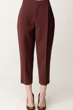 Elisabetta Franchi Pantaloni Crop In Fresco Lana con PincesROUGE NOIR