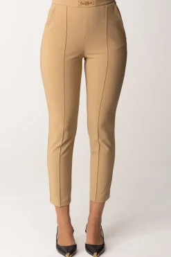 Elisabetta Franchi Pantaloni Dritti In Tessuto TecnicoCAMEL