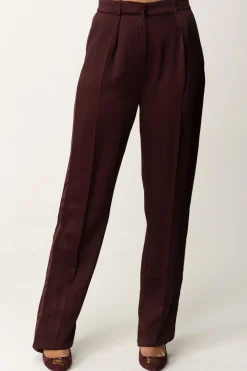 Elisabetta Franchi Pantaloni Dritti In Satin con PincesROUGE NOIR