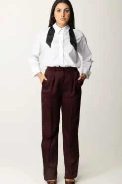 Elisabetta Franchi Pantaloni Dritti In Satin con PincesROUGE NOIR