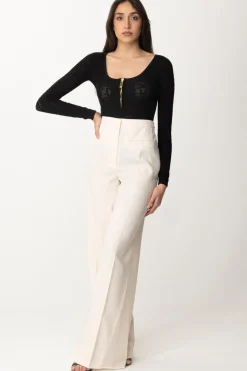 Elisabetta Franchi Pantaloni Dritti In Fresco LanaBURRO