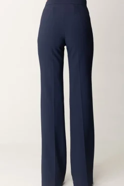 Elisabetta Franchi Pantaloni Stretch con Logo In VitaNAVY