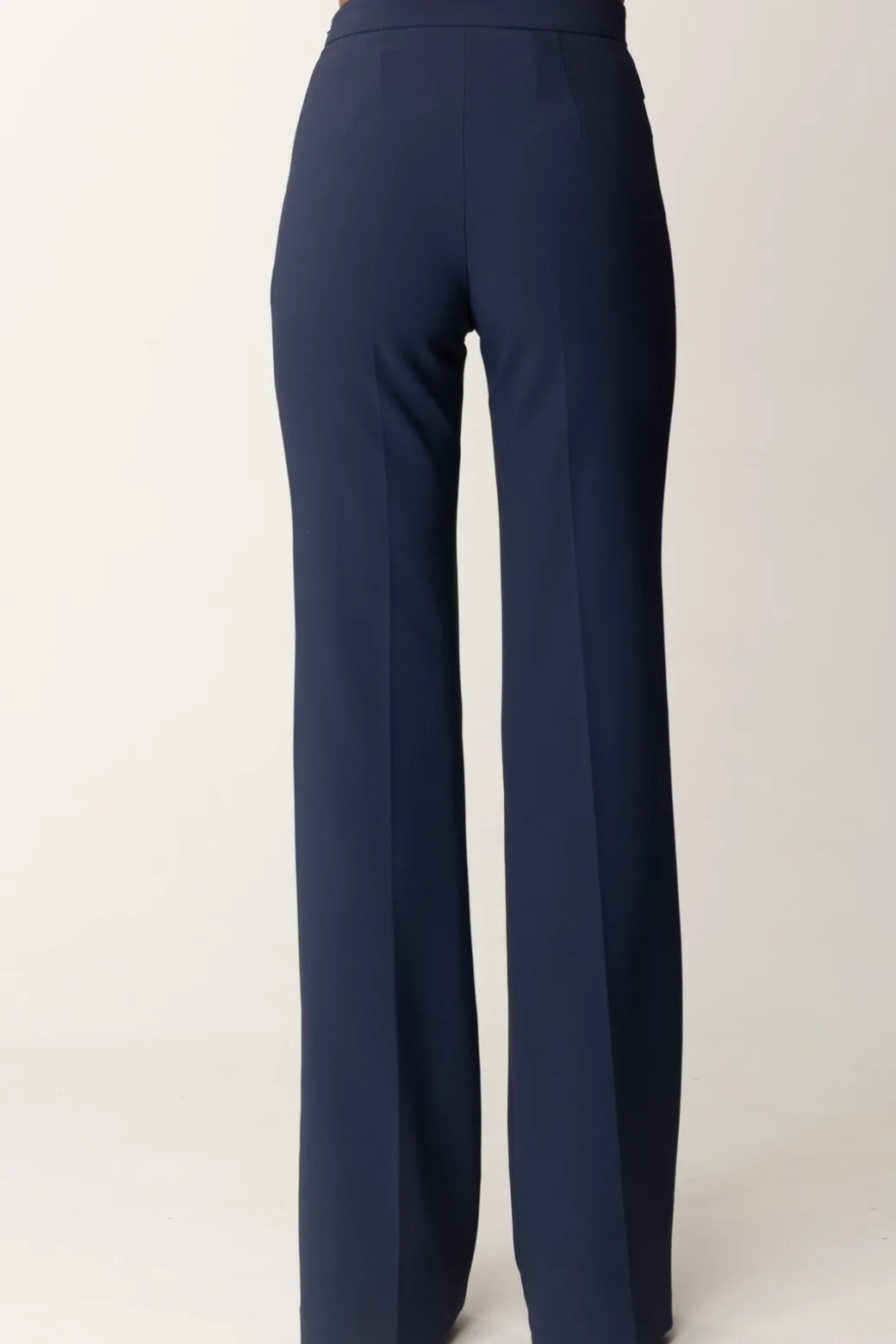 Elisabetta Franchi Pantaloni Stretch con Logo In VitaNAVY