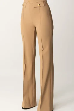 Elisabetta Franchi Pantaloni Stretch con Logo In VitaCAMEL