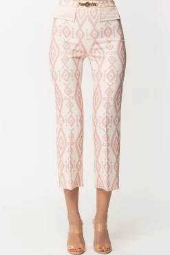Elisabetta Franchi Pantaloni a Trombetta con Stampa EtnicaBURRO/CARNE
