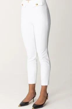 Elisabetta Franchi Pantaloni Dritti con Fascione con LogoAVORIO