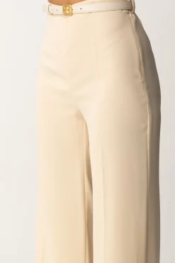 Elisabetta Franchi Pantaloni Palazzo In Raso con CinturaCREMA