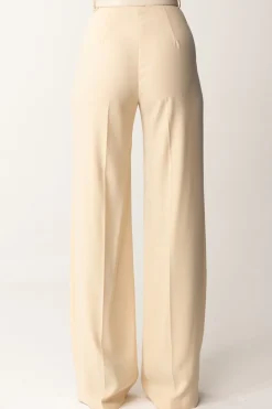 Elisabetta Franchi Pantaloni Palazzo In Raso con CinturaCREMA