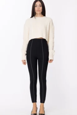 Elisabetta Franchi Pantaloni Super Skinny con Cintura In VerniceNERO
