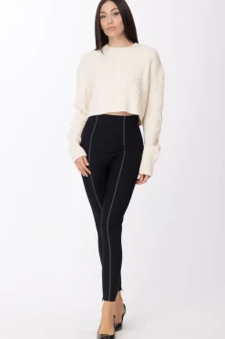 Elisabetta Franchi Pantaloni Super Skinny con Cintura In VerniceNERO