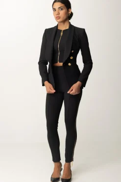 Elisabetta Franchi Pantalone Dritto con ZipNERO