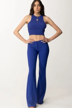 Elisabetta Franchi Pantaloni a Zampa In CrepeBLUE INDACO