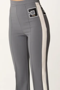 Elisabetta Franchi Pantaloni Svasati con Bande a ContrastoSTEEL/BURRO