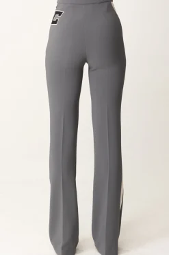 Elisabetta Franchi Pantaloni Svasati con Bande a ContrastoSTEEL/BURRO