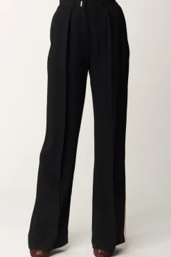 Elisabetta Franchi Pantalone Dritto In Crêpe Enver SatinNERO