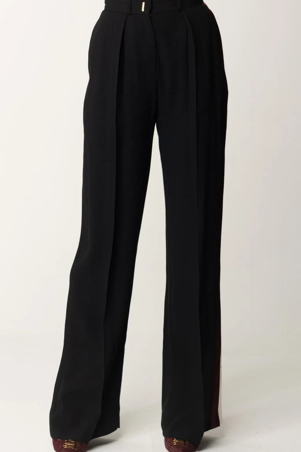 Elisabetta Franchi Pantalone Dritto In Crêpe Enver SatinNERO
