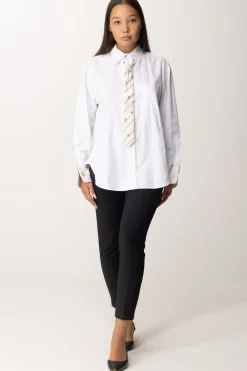 Elisabetta Franchi Pantaloni Dritti con Fascione con LogoNERO