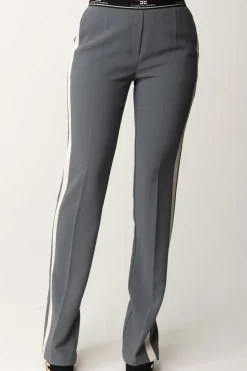 Elisabetta Franchi Pantaloni con Banda Logo e Spacchi Sul RetroSTEEL
