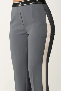 Elisabetta Franchi Pantaloni con Banda Logo e Spacchi Sul RetroSTEEL
