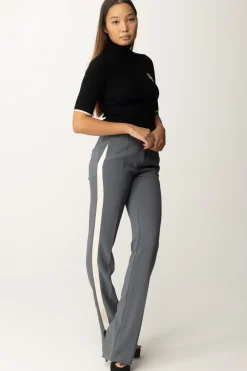 Elisabetta Franchi Pantaloni con Banda Logo e Spacchi Sul RetroSTEEL