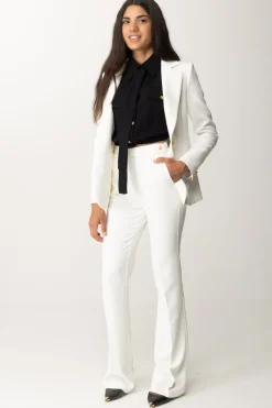 Elisabetta Franchi Pantaloni Flared con Logo In VitaAVORIO