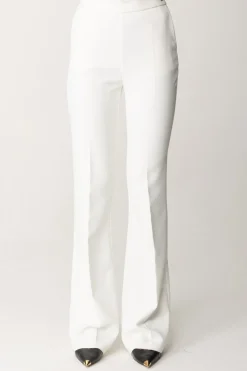 Elisabetta Franchi Pantaloni Flared con Logo In VitaAVORIO