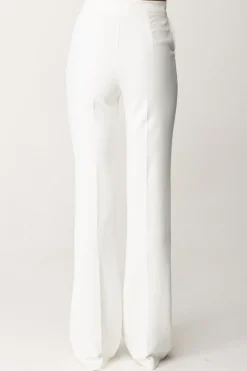 Elisabetta Franchi Pantaloni Flared con Logo In VitaAVORIO