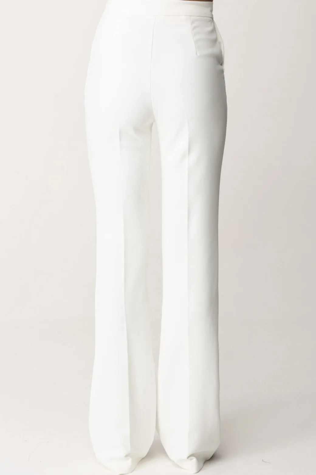 Elisabetta Franchi Pantaloni Flared con Logo In VitaAVORIO