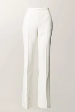 Elisabetta Franchi Pantaloni Flared con Logo In VitaAVORIO