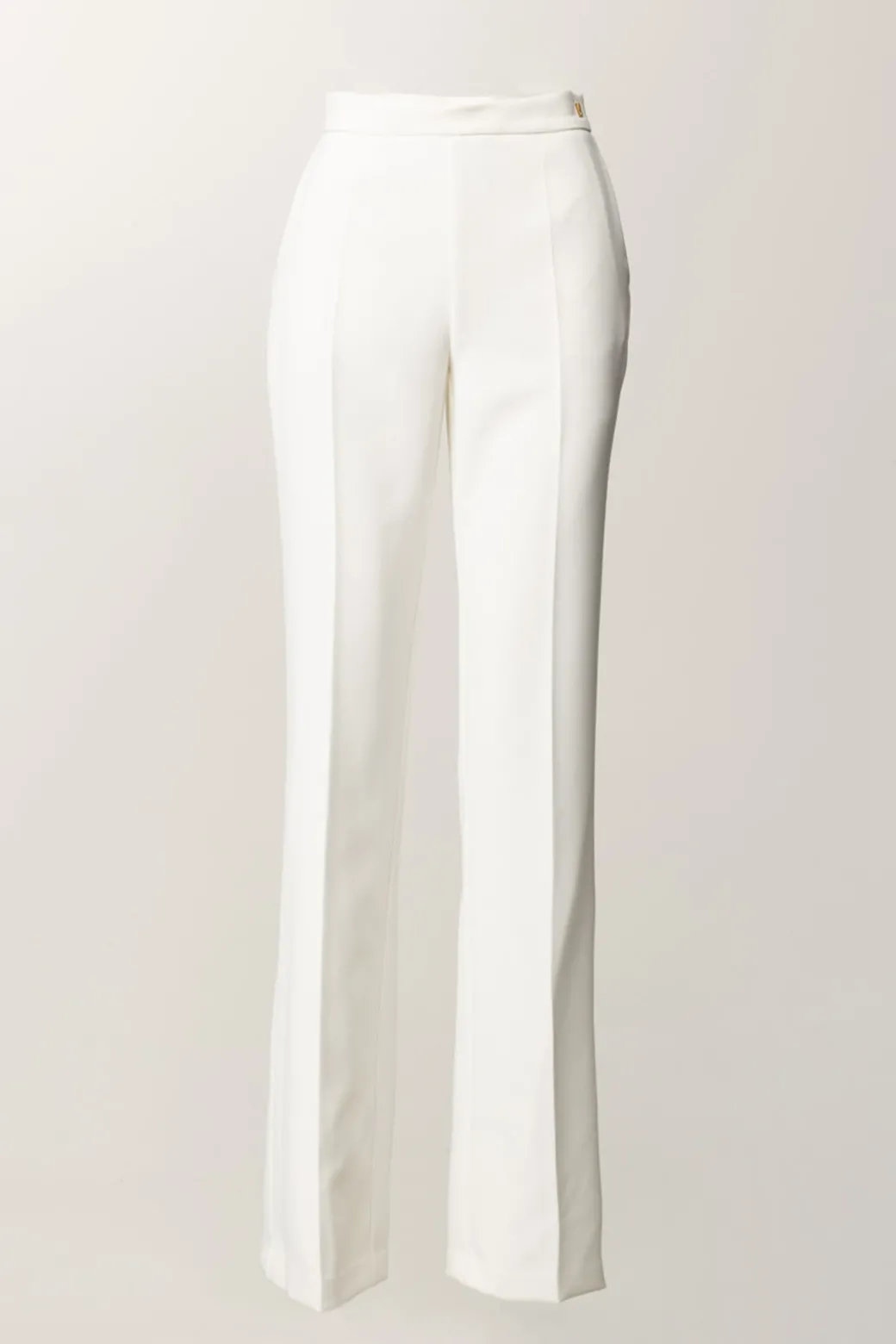 Elisabetta Franchi Pantaloni Flared con Logo In VitaAVORIO