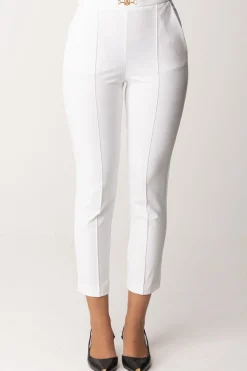 Elisabetta Franchi Pantaloni Dritti In Tessuto TecnicoAVORIO