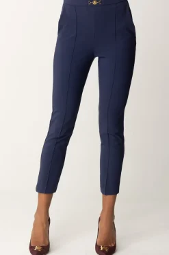 Elisabetta Franchi Pantaloni Dritti In Tessuto TecnicoNAVY