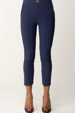 Elisabetta Franchi Pantaloni Dritti In Tessuto TecnicoNAVY