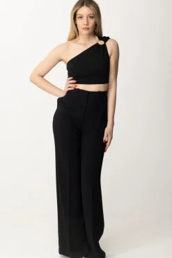 Elisabetta Franchi Pantaloni Gamba Dritta con PiegaNERO